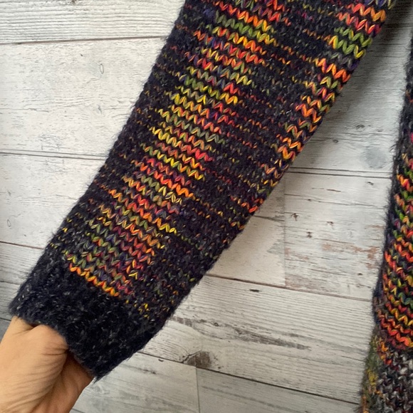 Minkas Multi Colour Long Sweater Cardigan Fringe Size S - Picture 3 of 13